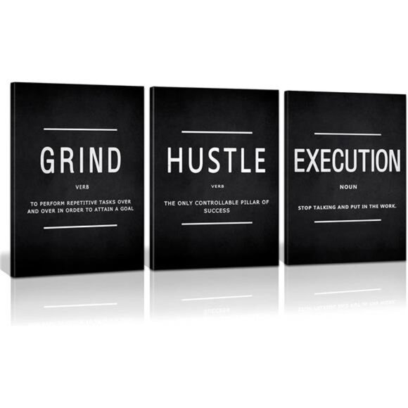 Canvas Painting Wall Art,Grind Hustle Execution Motivational Wall Art Decoration - Picture 1 of 7